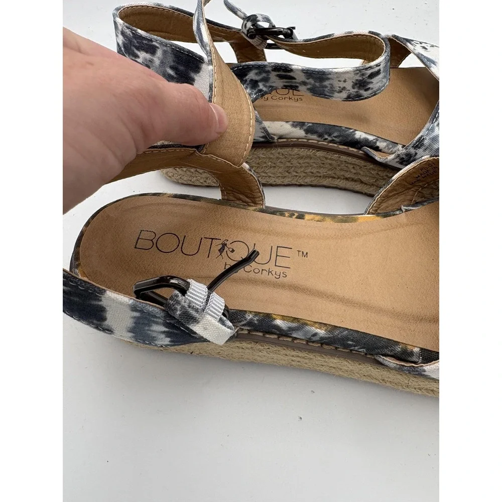 Boutique By Corkys Shoes Womens Size 9 Gray Espadrille Wedge Sandals Pilot